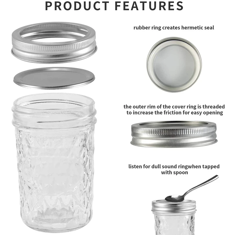 Mason Jar Lids And Rings For Ball Canning Jars Wide Mouth, Split-Type Lids Leak Proof, Reusable Canning Jar Lids Caps image 3