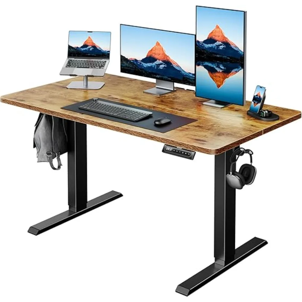 

Electric Standing Desk Adjustable Height, 4 Memory Height Settings, Headphone Hook, Cable Manager, Sit Stand