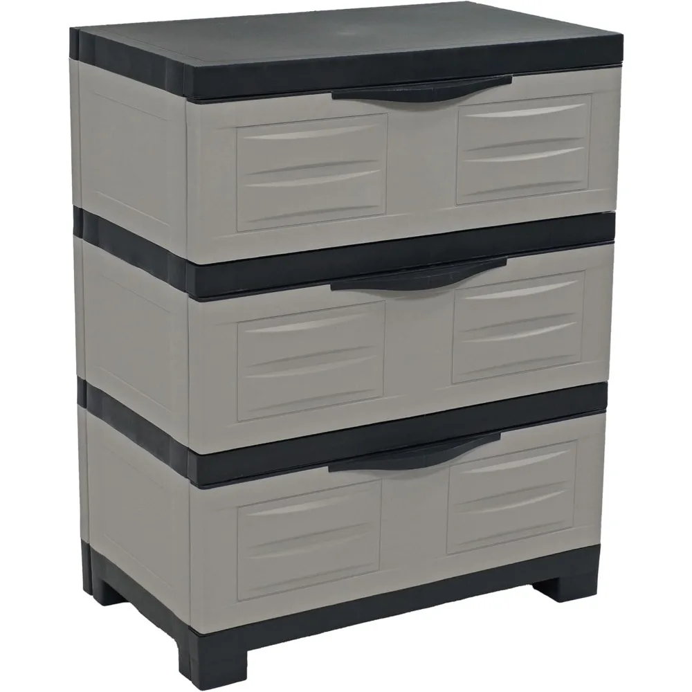 

3-Tier Plastic Storage Drawers Versatile Storage Cabinet with 3 Drawers Tool Free Assembly Gray 29.5" H