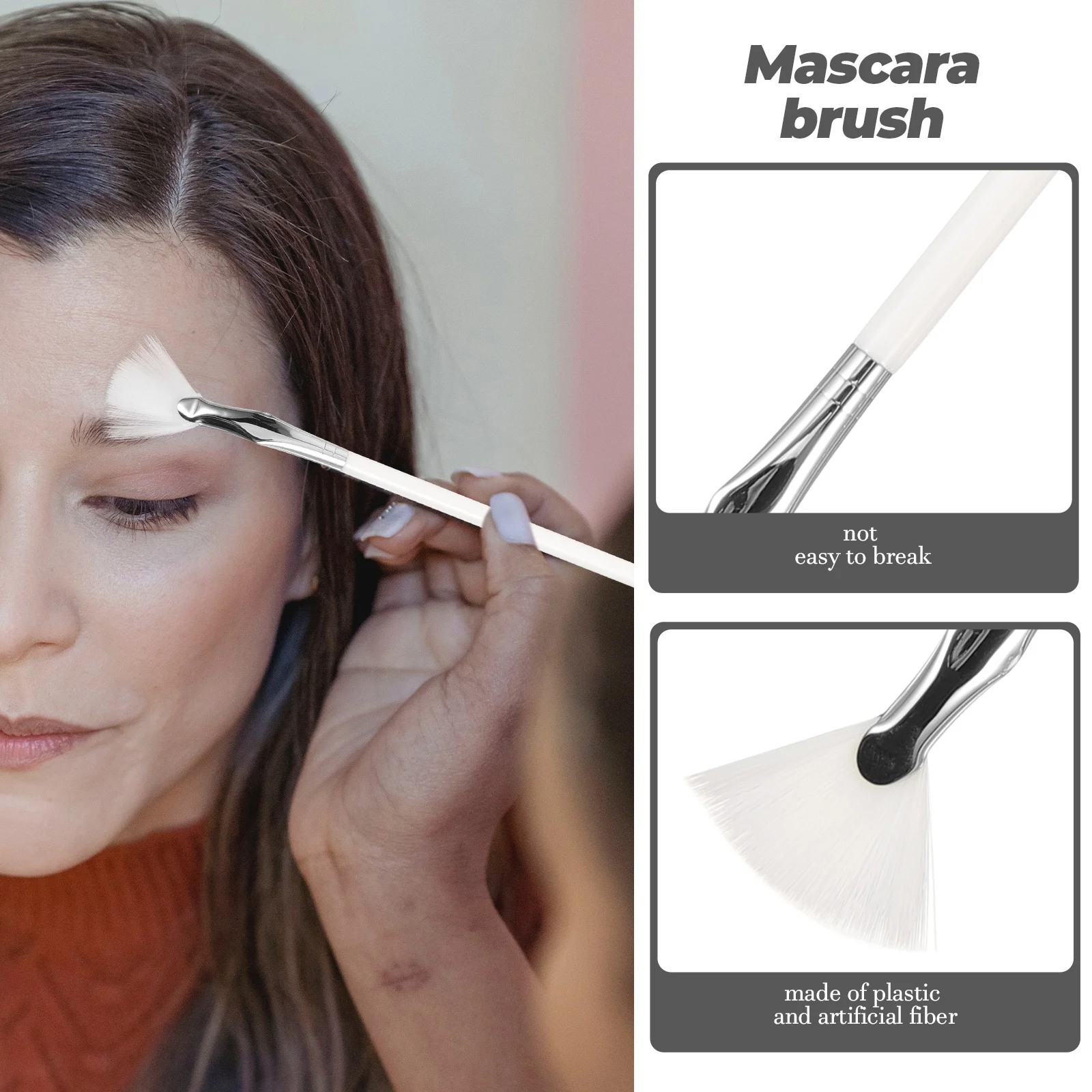 2Pcs Fan Lash Brush Mascara Eyebrow Eyelash Curved Makeup Tools Lightweight Portable for Travel Use Mascara Brush