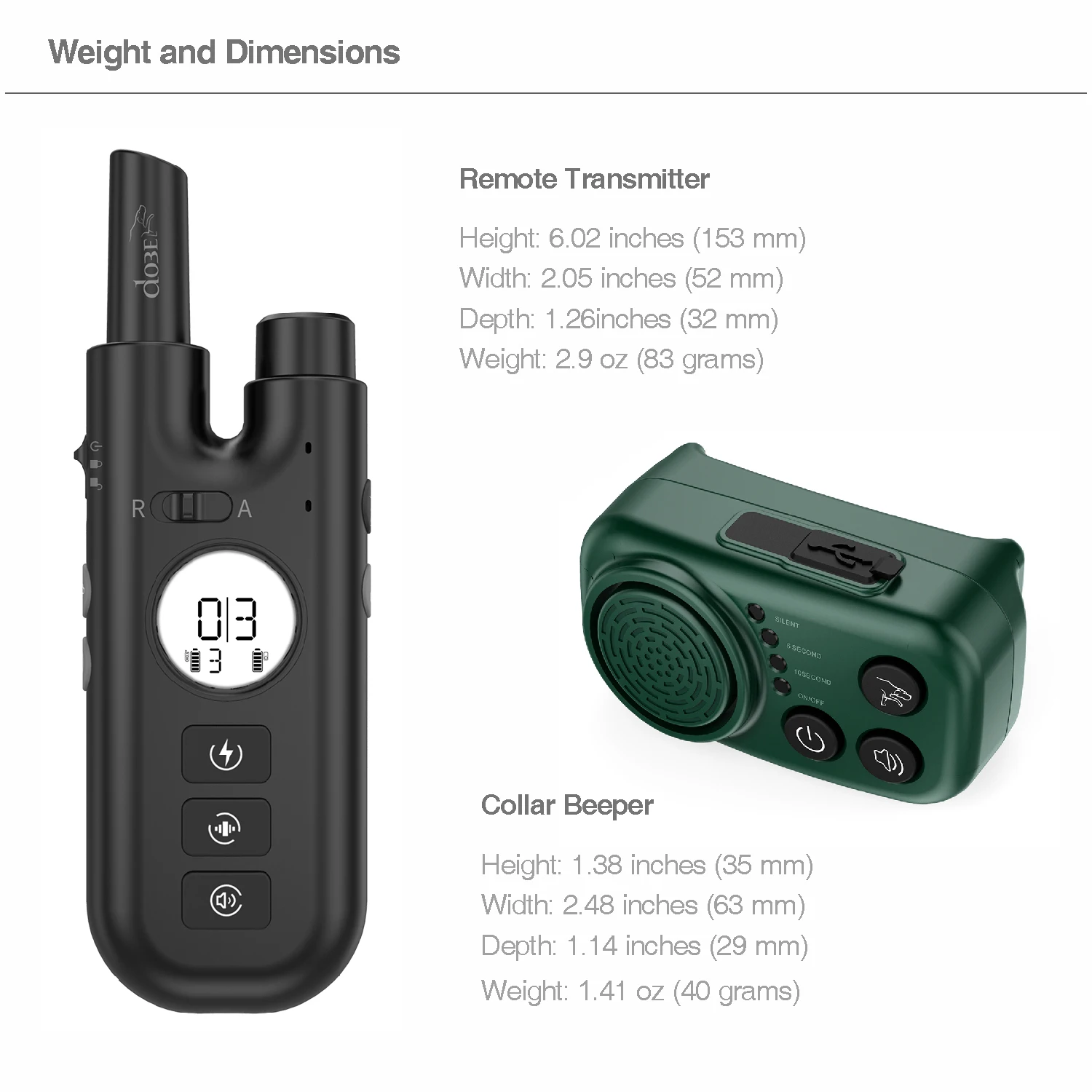 Hunter Dog Collar Beeper Rechargeable, LCD Electric Remote Dog Training Collar For Hunting Dog Beeper