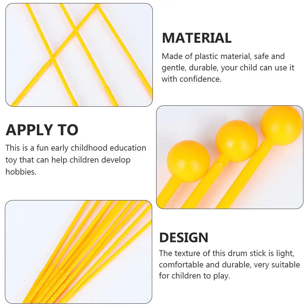 

12Pcs Handheld Drum Sticks for Strong Plastic Drum Hammer Light Easy Grip Musical Education Fun Learning Instrument