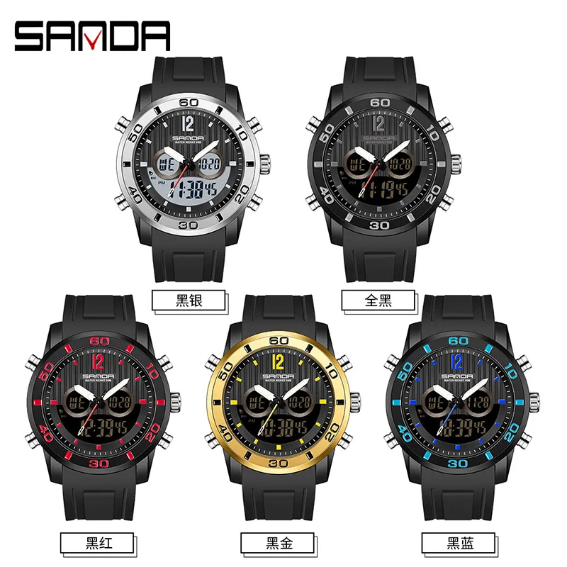 Montre électronique SANDA pour homme, montre de sport et de loisirs multifonction, montre étanche pour étudiant, montre-bracelet, cadeaux 3106