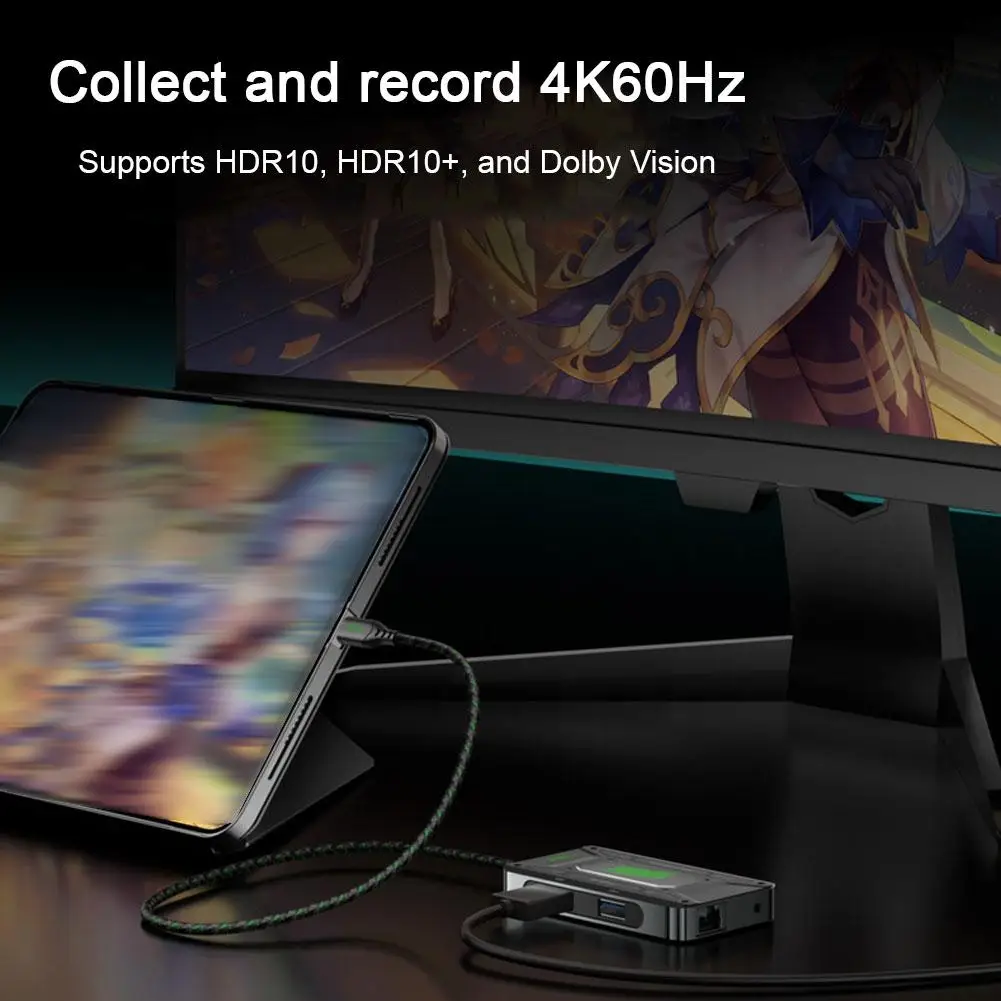 

7-in-1 USB C Adapter Station Multiport Dongle Docking Charging USB-A 2 3.5mm 100W Interface With USB-C Ethernet HDMI Port P H1B1