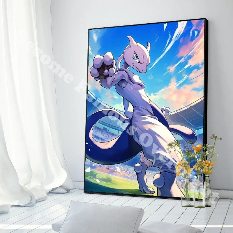 Pokemon Pikachu Charmander Squirtle On the court Canvas Painting Anime Wall Art Prints Living Room Decor Posters Festival gifts