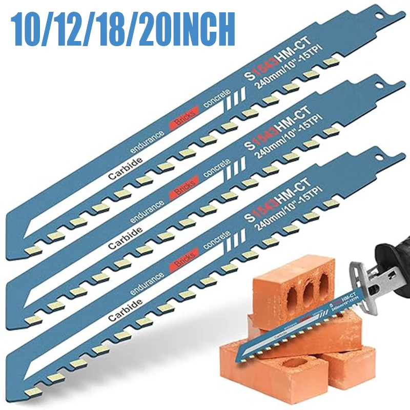 Reciprocating Saw Blade Demolition Masonry Saber Carbide Alloy Hard Cut Brick Wood Block PVC Tube Porous Concrete Teeth Tipped