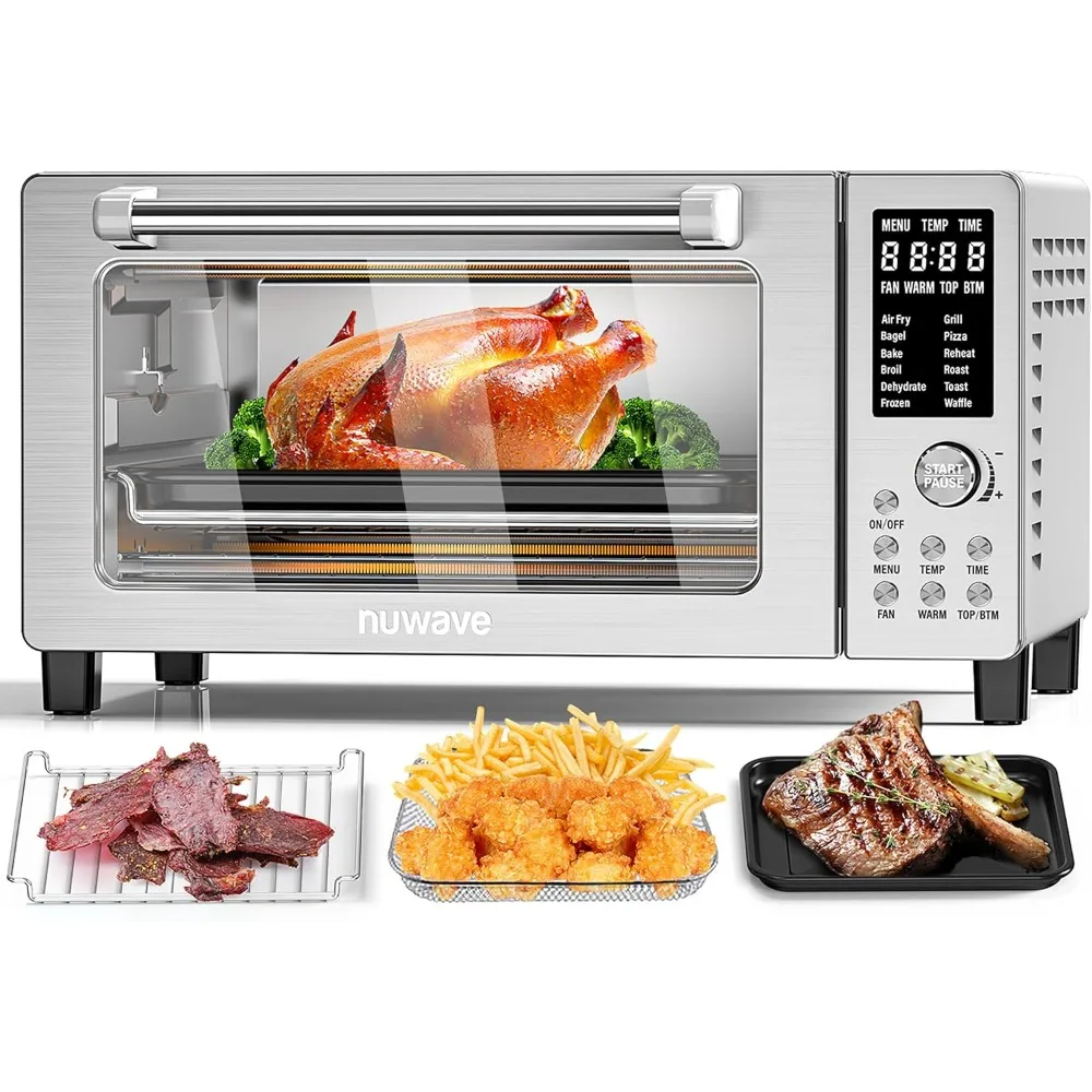 Smart 21QT Toaster Oven Air Fryer Combo, Convection Oven Countertop, 12 functions all in 1, with even & quick crisp technology