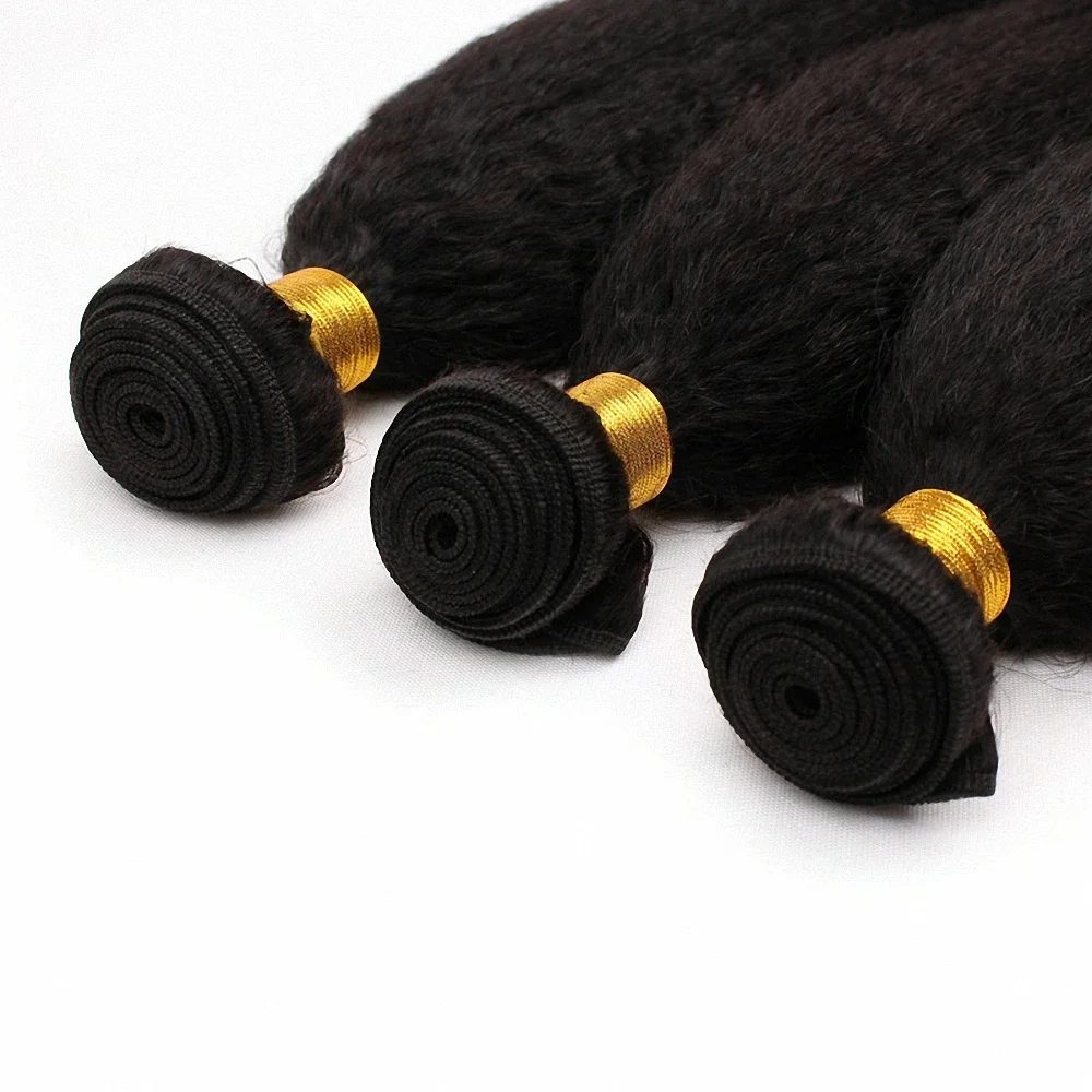 Bundel lurus Yaki tingkat 10a bundel rambut manusia keriting lurus untuk WANITA HITAM ekstensi bundel rambut manusia Remy Brasil