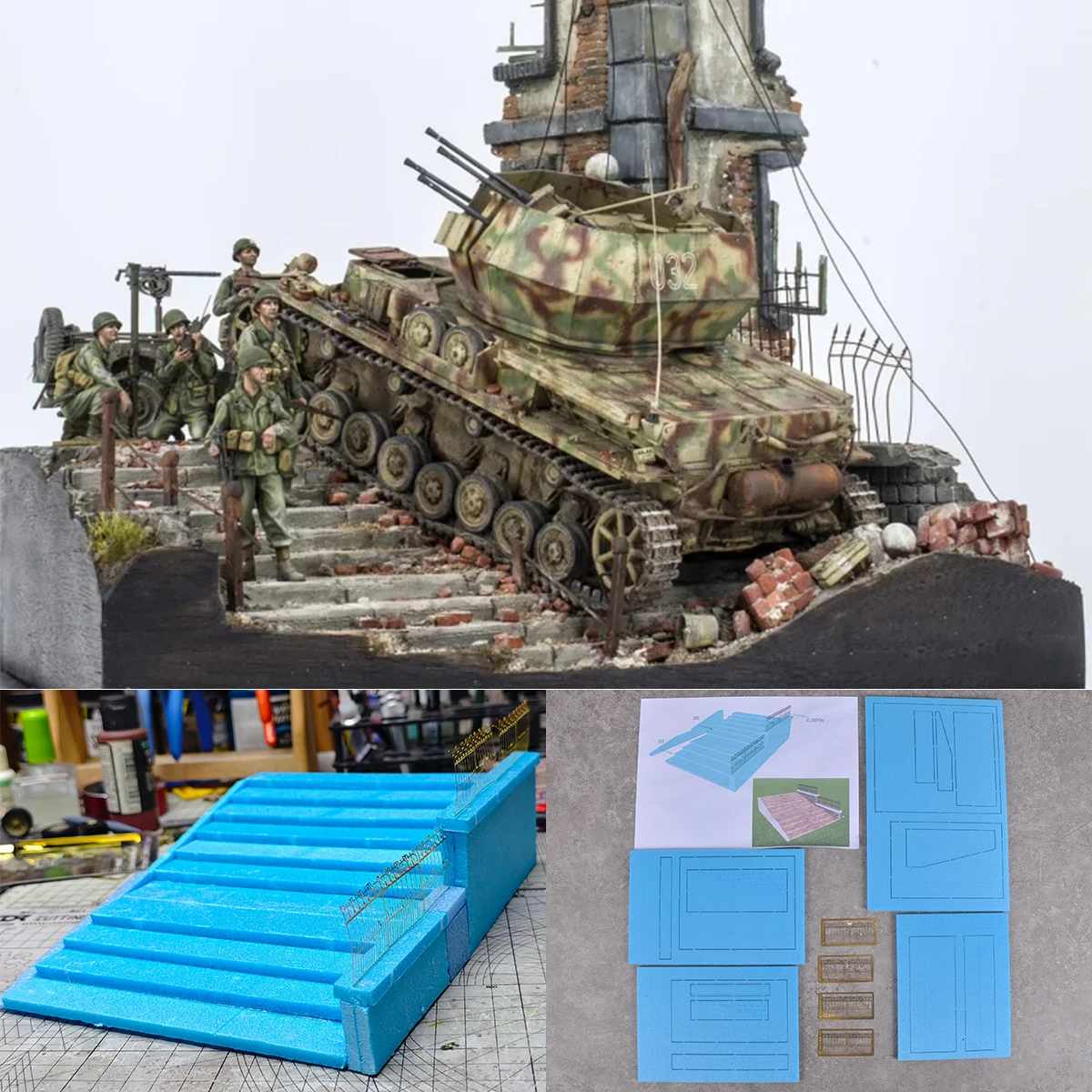 

Assembly Architectural model sand table square stairway stairs staircase stairway diorama Scale model kit 1/35 1/32