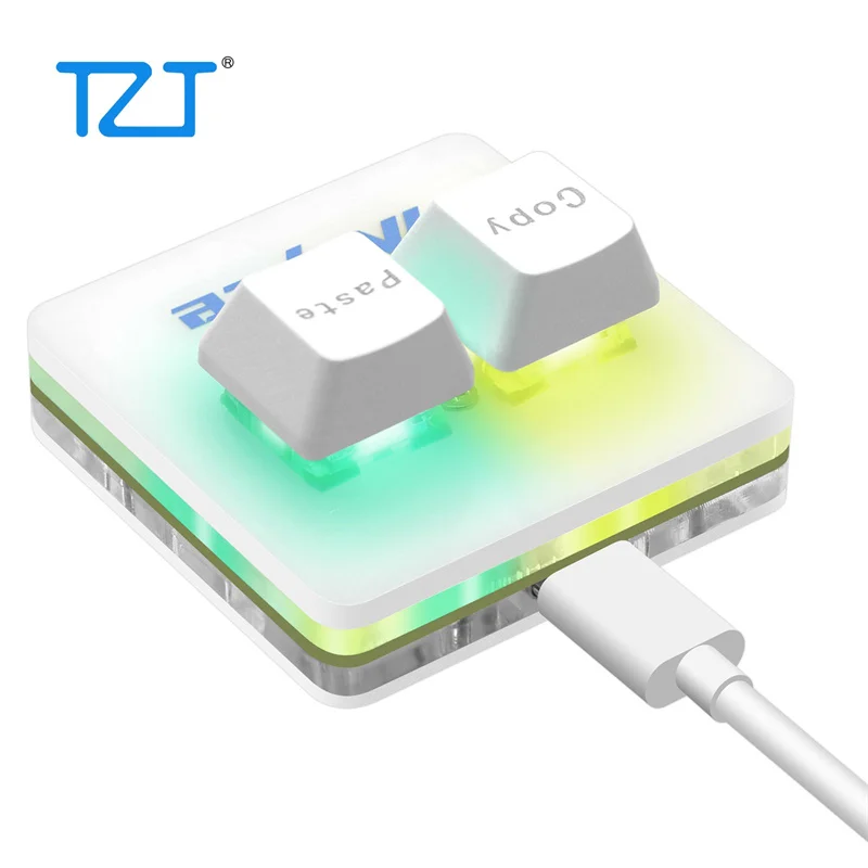 TZT O2L (White/Black) ZX (OSU) 2-Key Mini Keyboard Small Keyboard Custom Mini Keypad for Music and Games