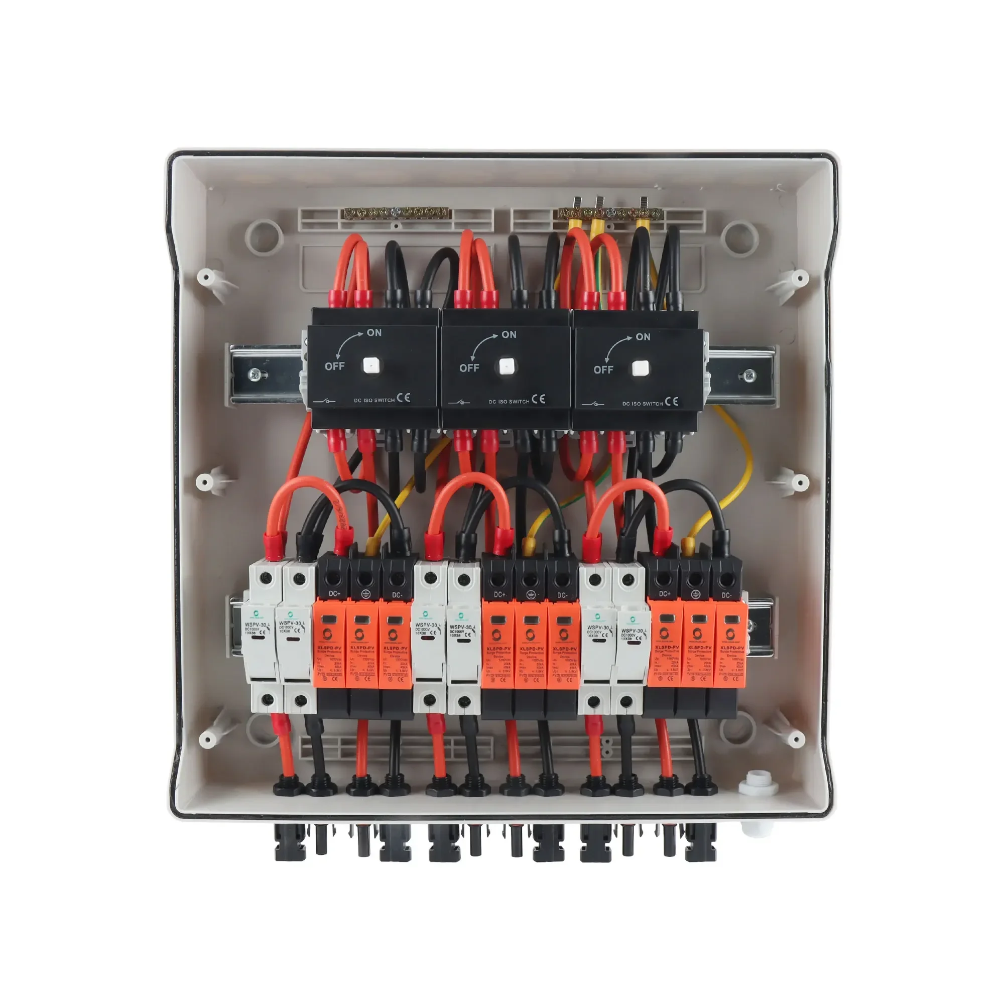CE WSDB-PV3/3 IP65 3 في 3 OUT 3 سلاسل صفيف 32A 1000V DC صندوق الموحد للطاقة الشمسية الكهروضوئية للنظام الشمسي مع مفتاح المعزل