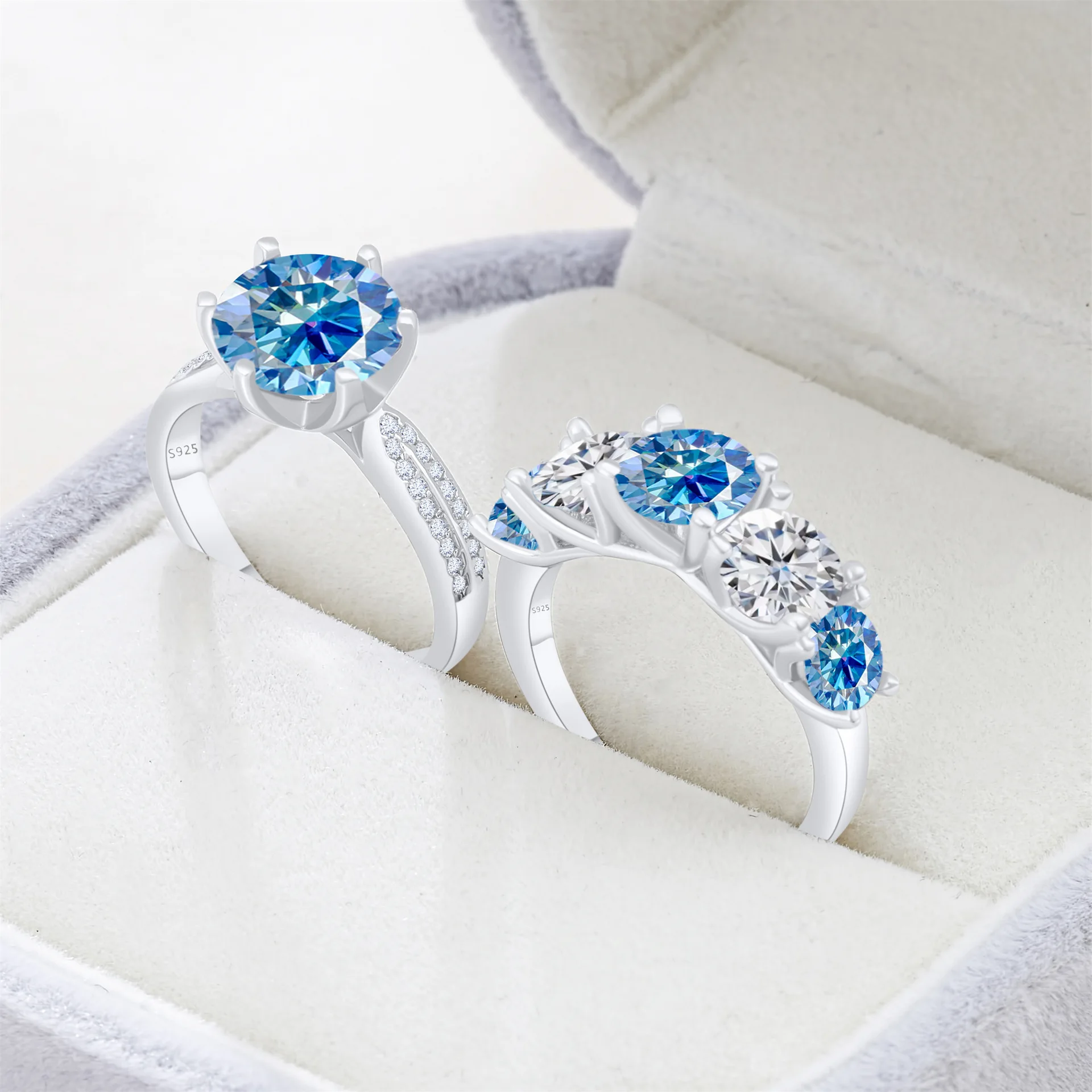 إجمالي 6.6 قيراط مويسانيتي خاتم الخطوبة الماس مع شهادات 925 فضة الزفاف الفرقة للنساء غرامة مجوهرات #4