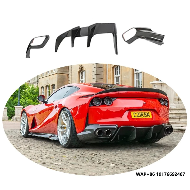 Комплект кузова из сухого углеродного волокна для Ferrari 812 Superfast GTS Upgrade, детали заднего диффузора 2017- Комплект кузова из сухого углеродного волокна для Ferrari 812 Superfast GTS Upgrade, детали заднего диффузора 2017-