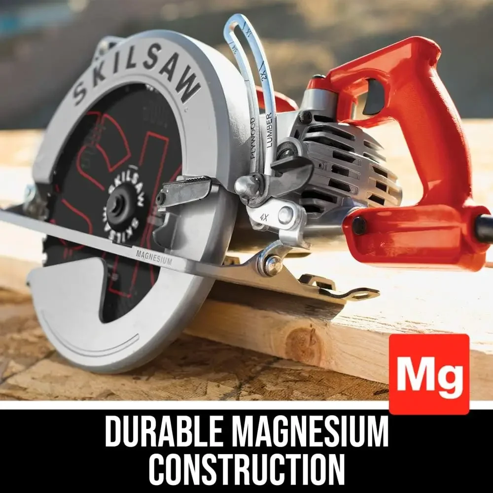 SKILSAW SPT70WM-01 15 Amp 10-6/1/4 "Magnesium sawatch Worm Drive Circular Saw, perak