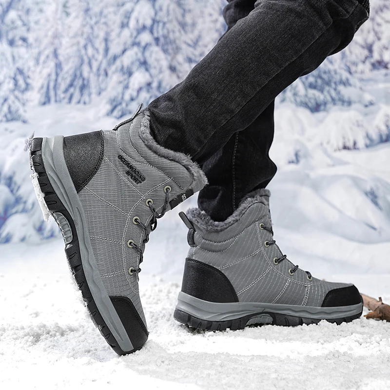 New Classic Thickened Fluff Men\'s Snow Boots Comfortable Warm Ankle Boots Men Winter Gentlemen Shoes Chunky Botas Masculinas