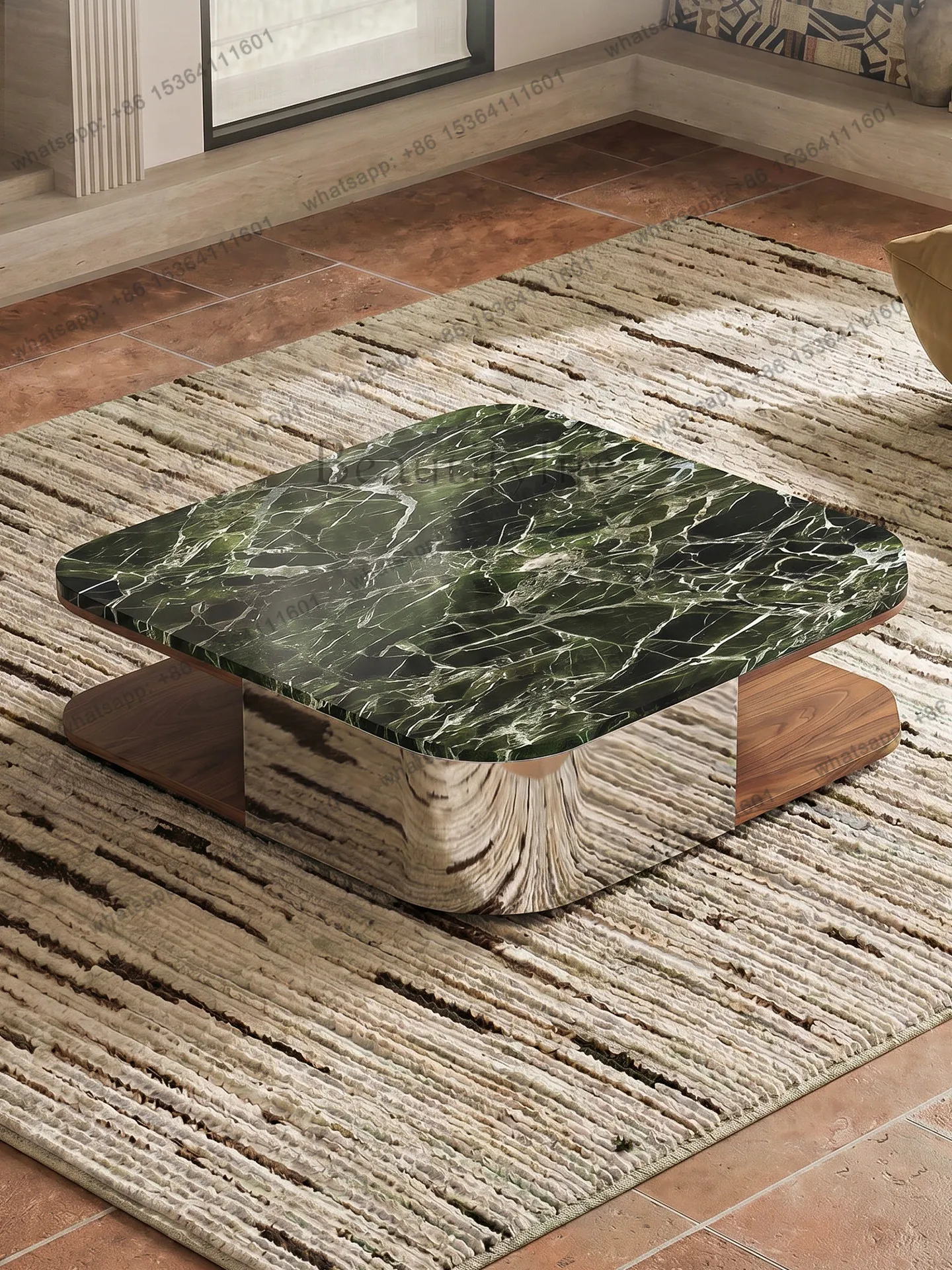 2026 new light luxury marble coffee table high-end living room household luxury stone special-shaped tea table