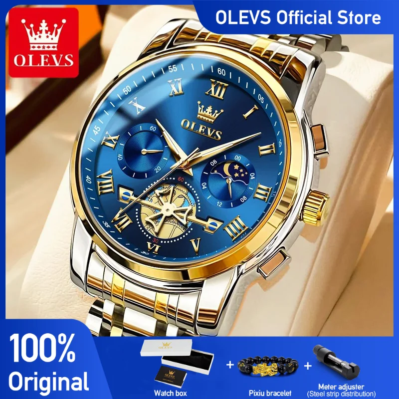 OLEVS Top Brand Men's Watches Classic Roman Scale Dial Luxury Wrist Watch for Man Original Quartz Waterproof Luminous Male Reloj