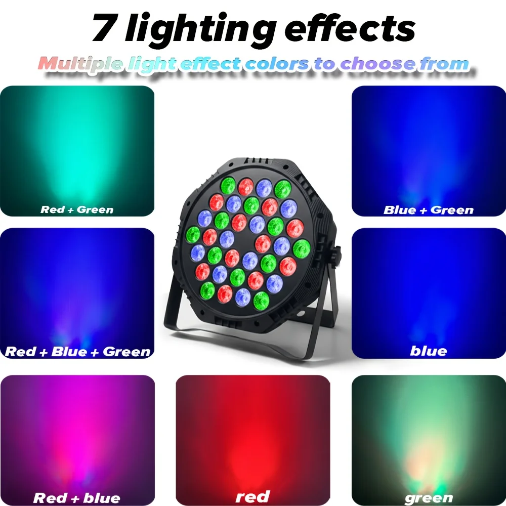 4pcs LED Stage DJ Strobe Light Stage Par Light 36 Lamp Beads 7-Color RGB Party Light Remote Control for Event Birthday Wedding