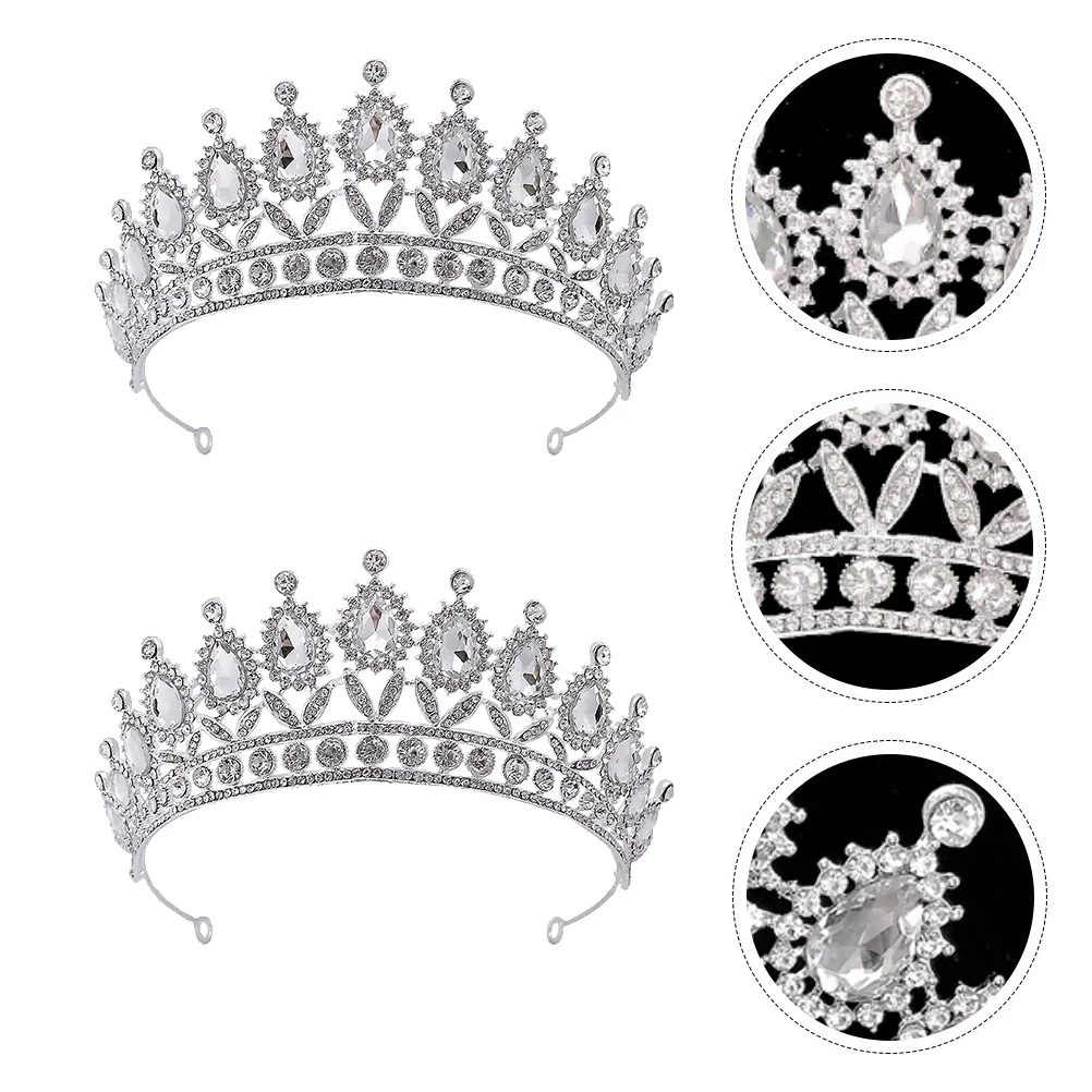 Crown Water Drop Diamond Princess Necklaces Exquisite Decorate Bridal Tiaras with Comb