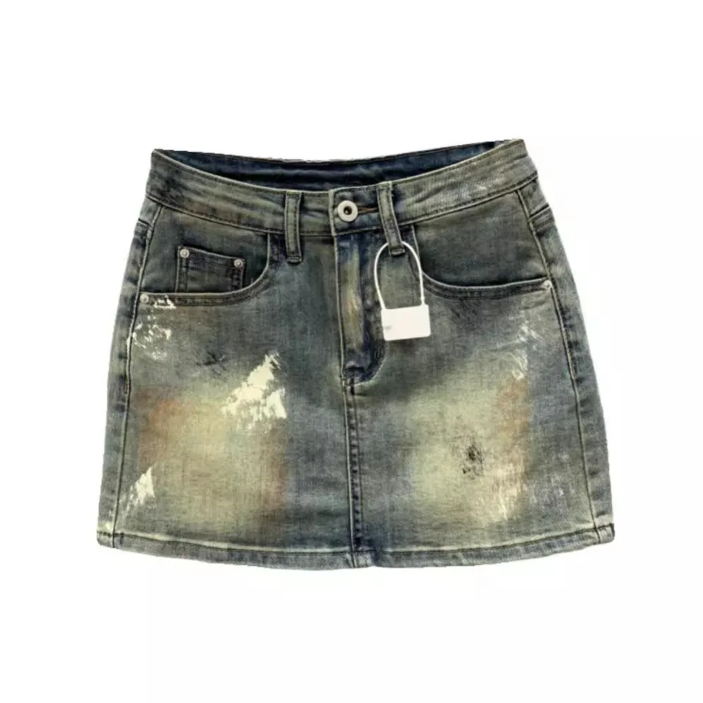 [Zoci] 2024 Zomer Nieuw Street Girl Graffiti Design Gewassen Korte Tas Heup Half Body Rok