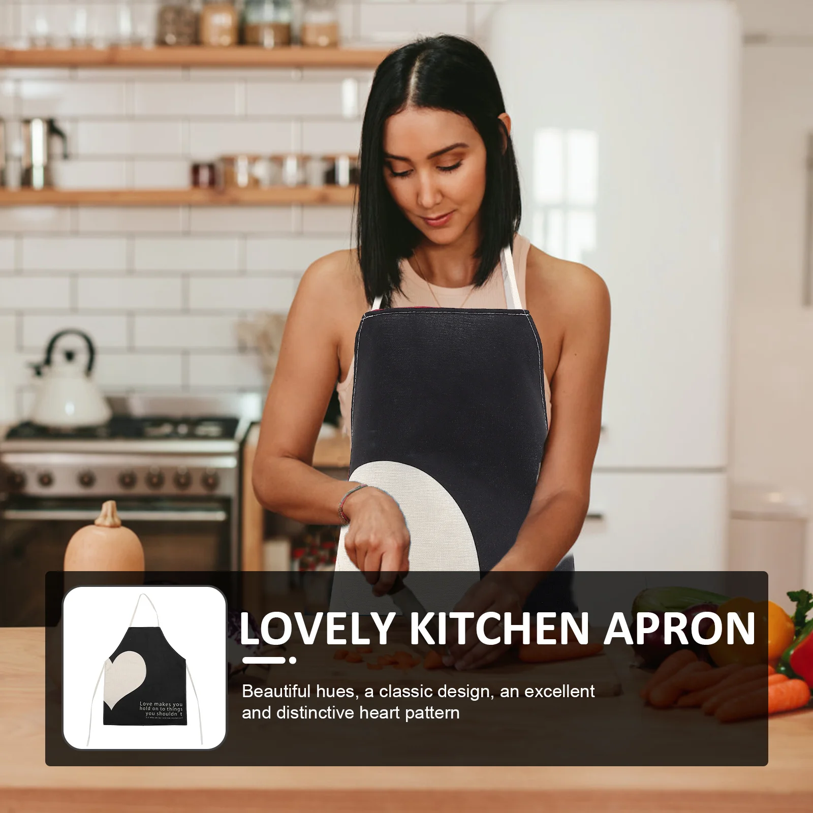 

Thickened Heart Polyester Cooking For Couples Oil Resistant Kitchen Supply Wear Resistant Heart Shape Apron Home Kitchen