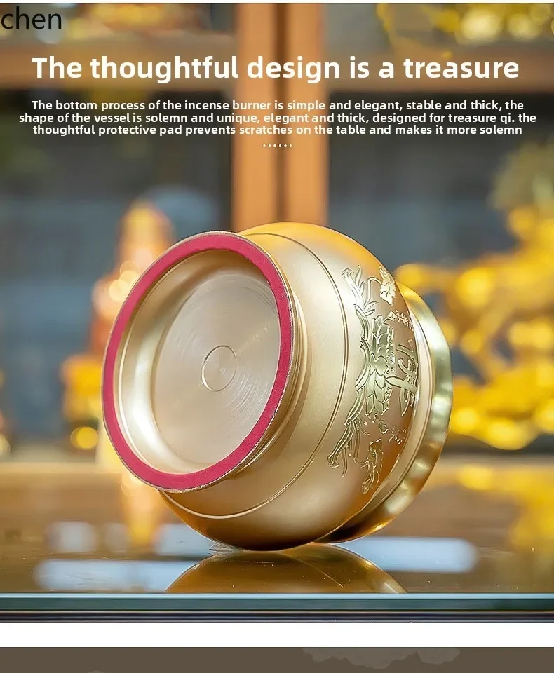 c13- All-Copper Incense Burner for Offering Incense to Buddha, Home Indoor Incense Burner Ornament