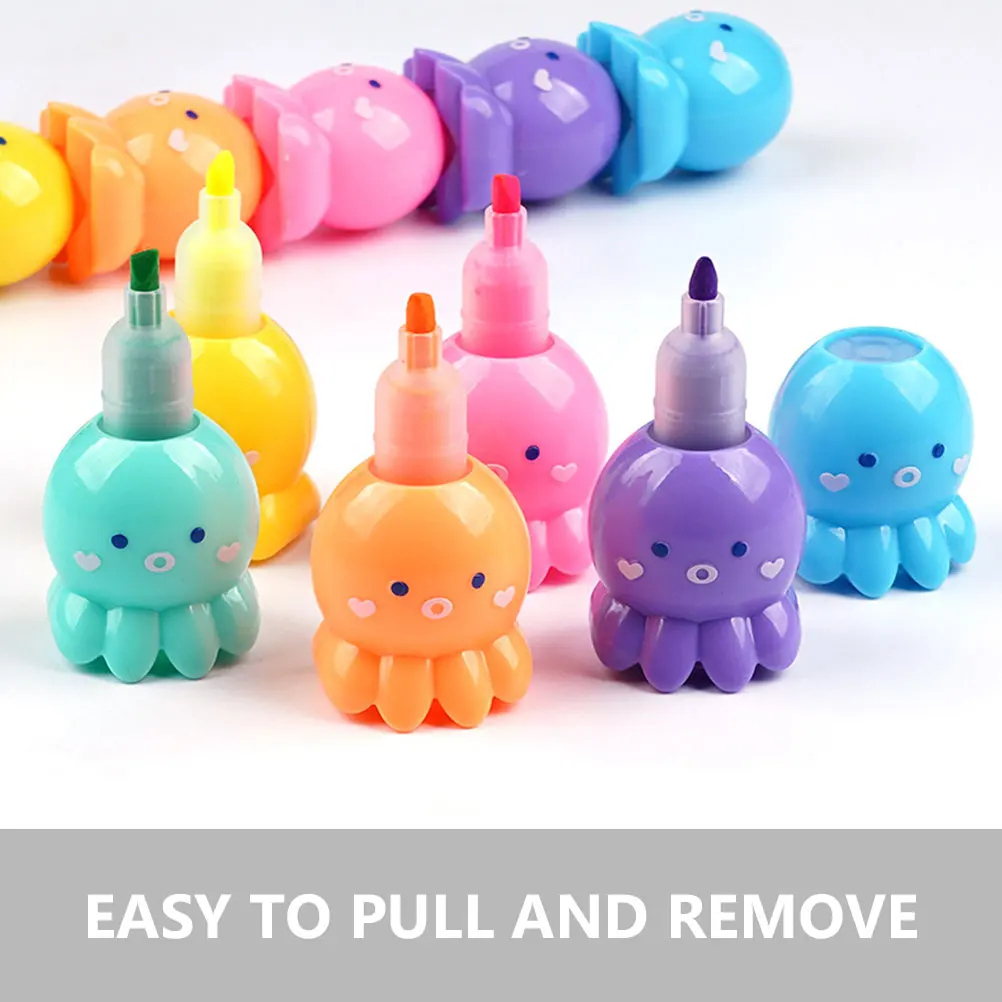 

3 Sets Cartoon Highlighters Small Cute Markers Octopus Bear Floral Assorted Colors School Supplies Mini Plastic Design Useful