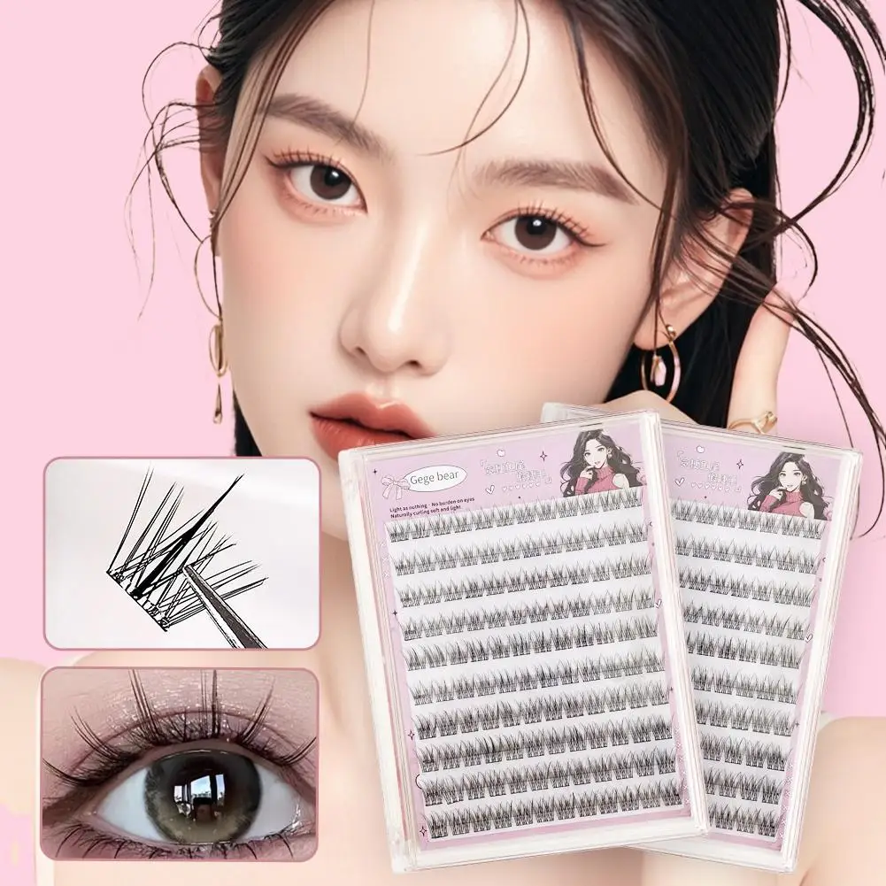 New Large-capacity Glue-free False Eyelashes Sunflower Natural Thick C Curling Segmented Eyelashes Suitable For Daily Use O8W9