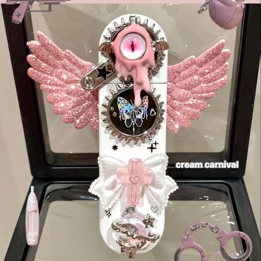 

Goth Y2K Style Handmade Metal Windproof Lighter with Angel Design – Unique Alternative Lighters for Sale