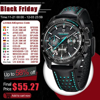 PAGANI DESIGN Orologio lunare per uomo Orologio al quarzo moda Scheletro impermeabile Cronografo sportivo AR Vetro zaffiro 1779 Reloj hombre