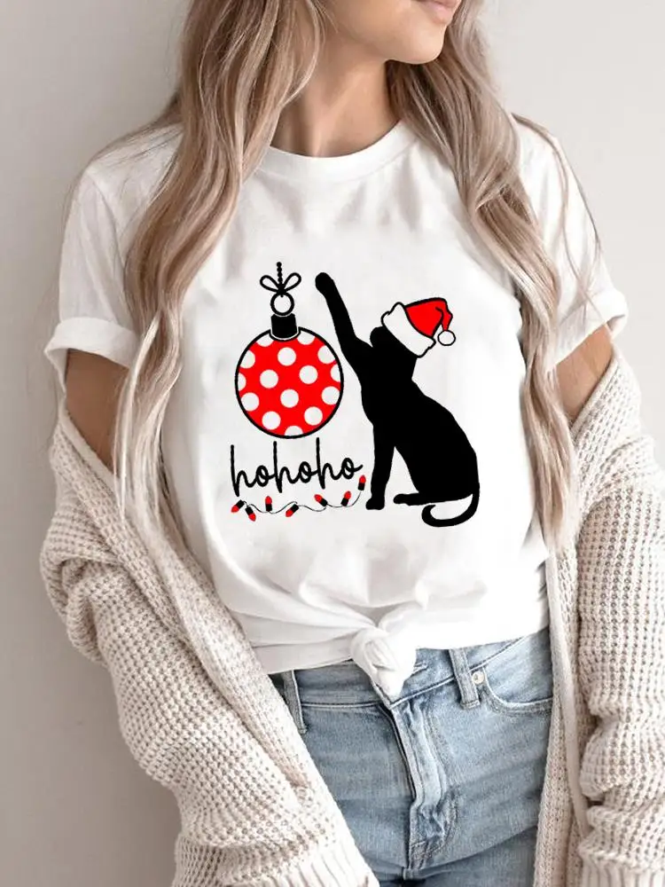 Women Holiday Clothing Merry Christmas Fashion 2025Shirt Print T Top Graphic Tee Tree Watercolor Happy New Year T-shirts