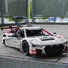 재고 기술 RC 럭셔리카 로고 R8 빌딩 블록 모델, MOC 레이싱 벽돌 조립, 크리스마스 선물 세트, 99310 1:8 2