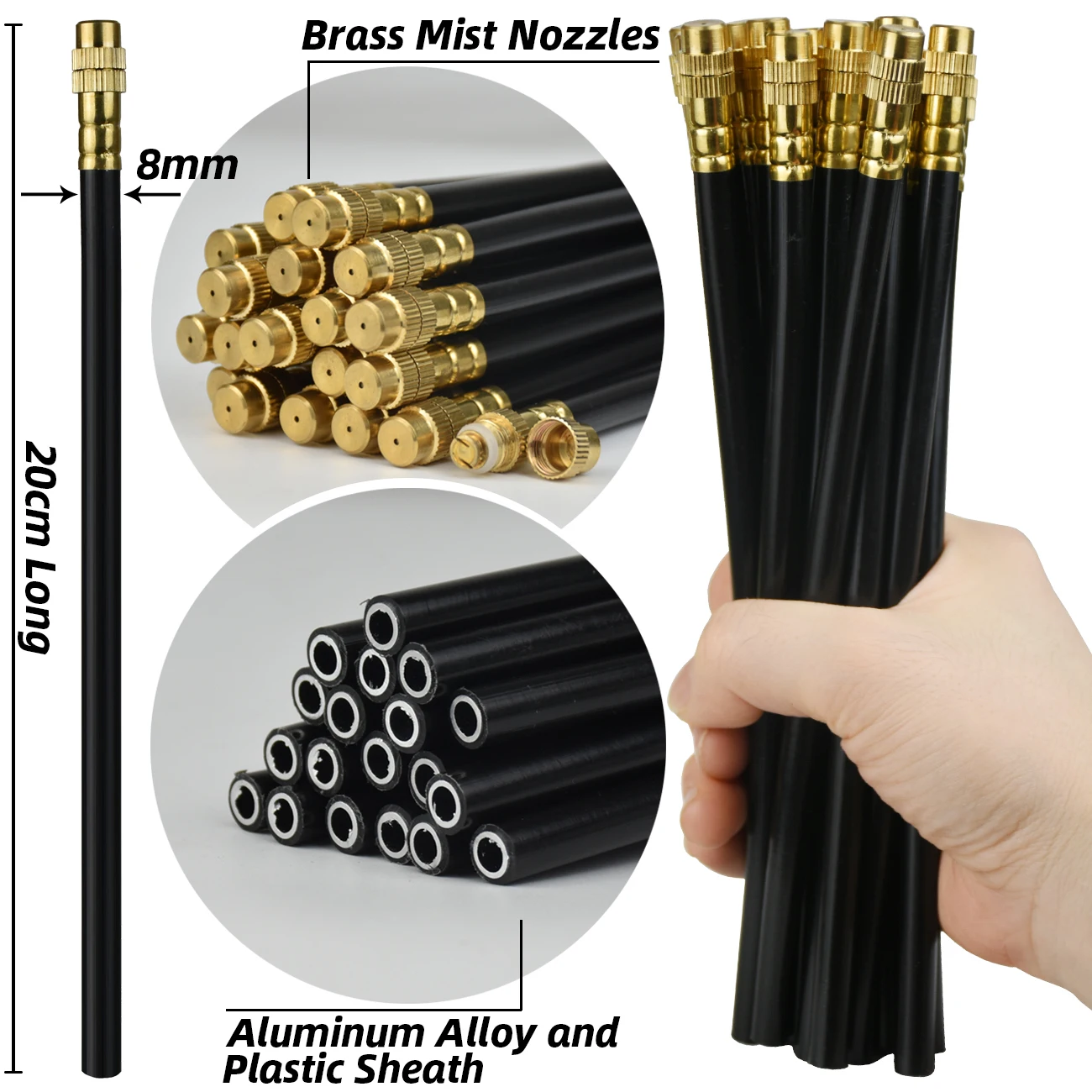 30M-5M Patio Misting Cooling System DIY Free Bending Universal Sprayer Kit 8mm Hose for Garden Plant Fogging Watering Irrigation