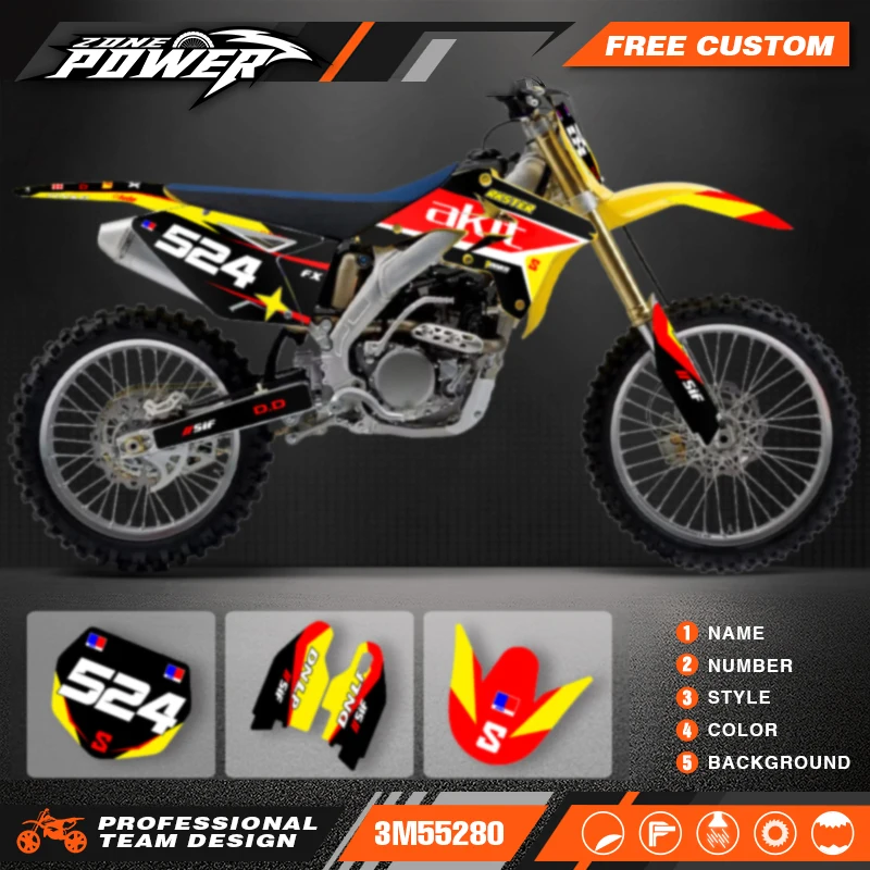 

Powerzone For Suzuki RMZ250 2007 2008 2009 Motorcycle Graphics Decals Sticker Accessories Number Name Custom 08