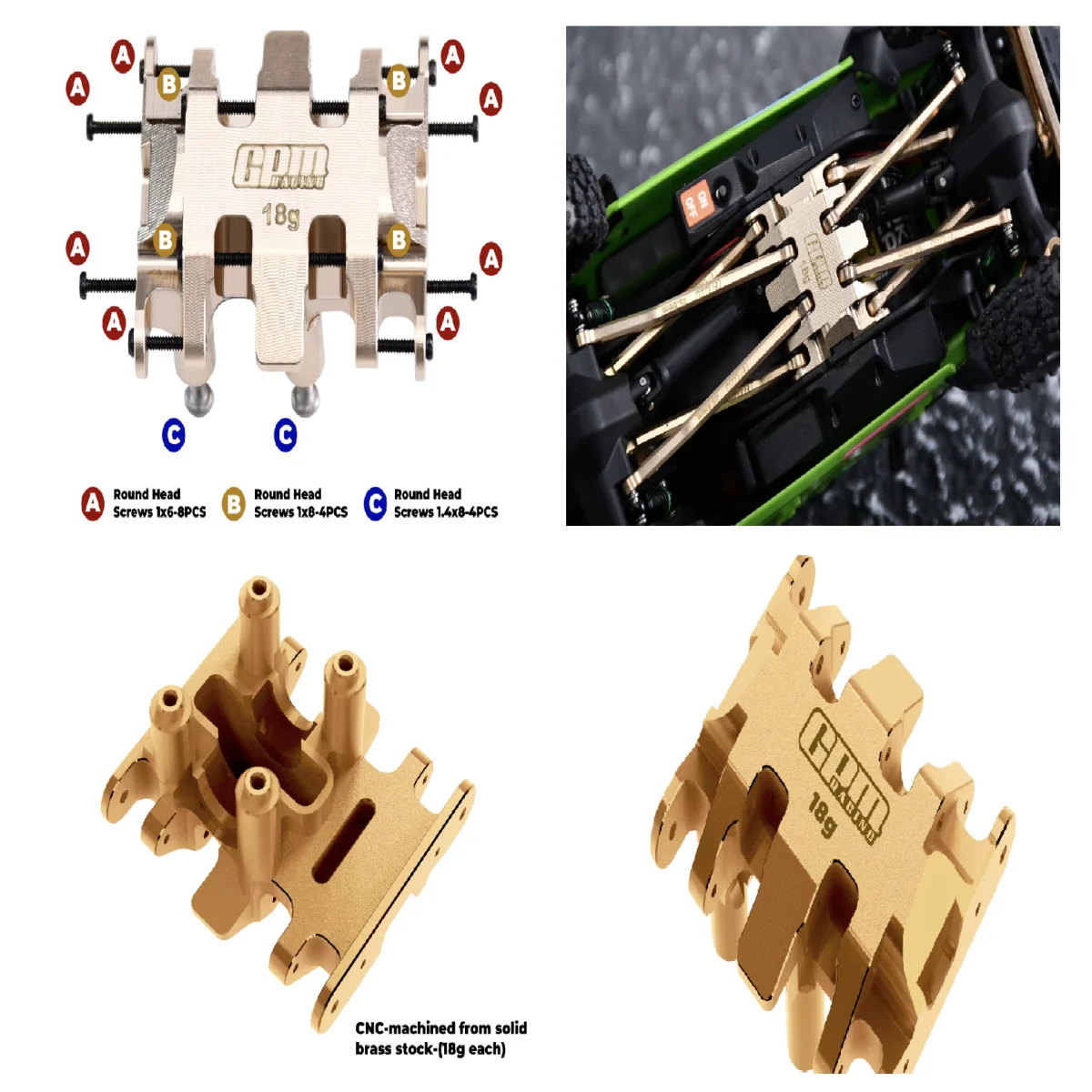 

AXIAL 1/30 SCX30 Tuffy Jeep Wrangler Brass Mid-Drive Plate 18g