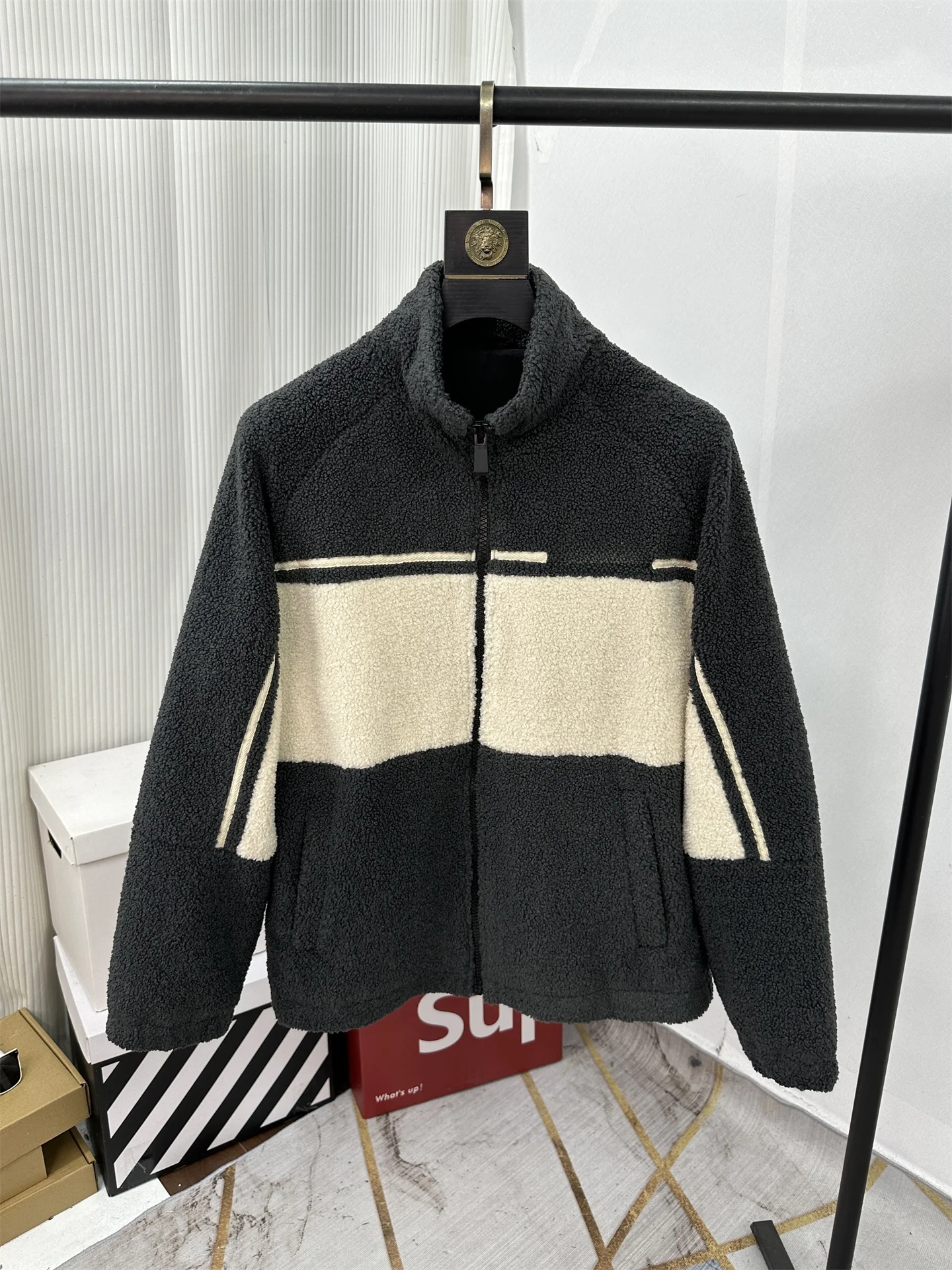 

Модная утепленная куртка с цветными блоками и воротником-стойкой для мужчин, повседневная верхняя одежда из теплого полиэстера для осени и зимы