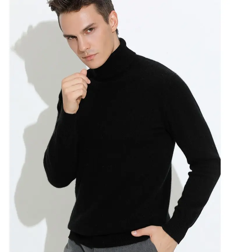 

Turtleneck Men Pullover Cashmere Cotton Blend Knitted Sweater 2025 Autumn Winter Daily Basic Warm Turtle Neck Jumper Pull Homme