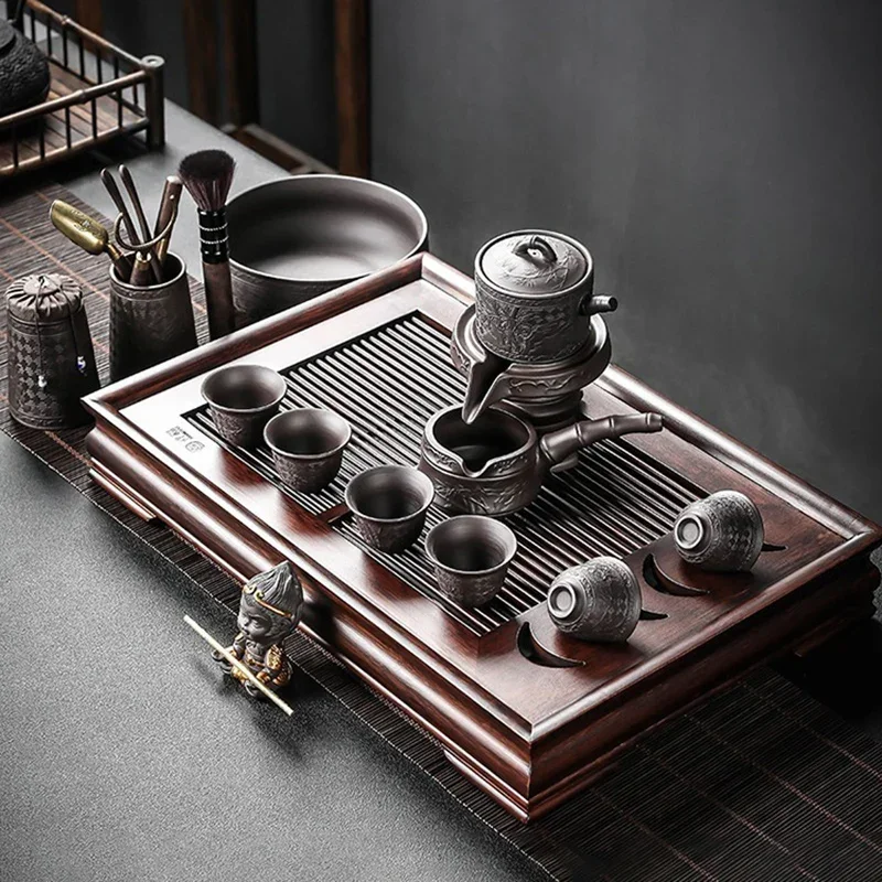 Ceremony Gift Tea Set Kung Fu Chinese Cup Gaiwan Luxury Tea Set Pair Board Automatic Vintage Juego De Te Silent Drink WZ50TS