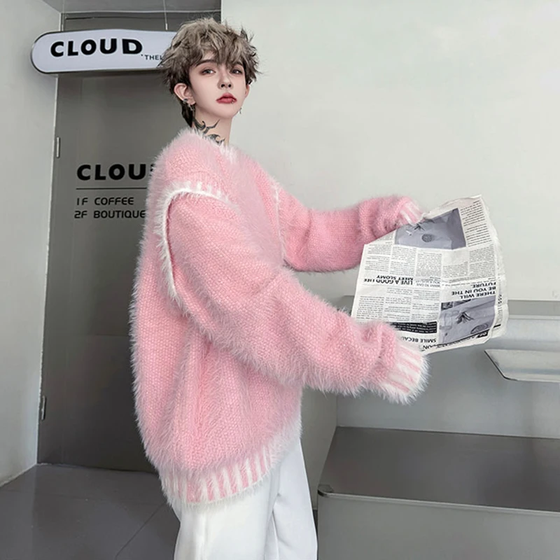 LUZHEN 2025 зимний однотонный жаккардовый вязаный пуловер с круглым вырезом и вышивкой, мужской свободный уличный свитер высокого качества JY4909