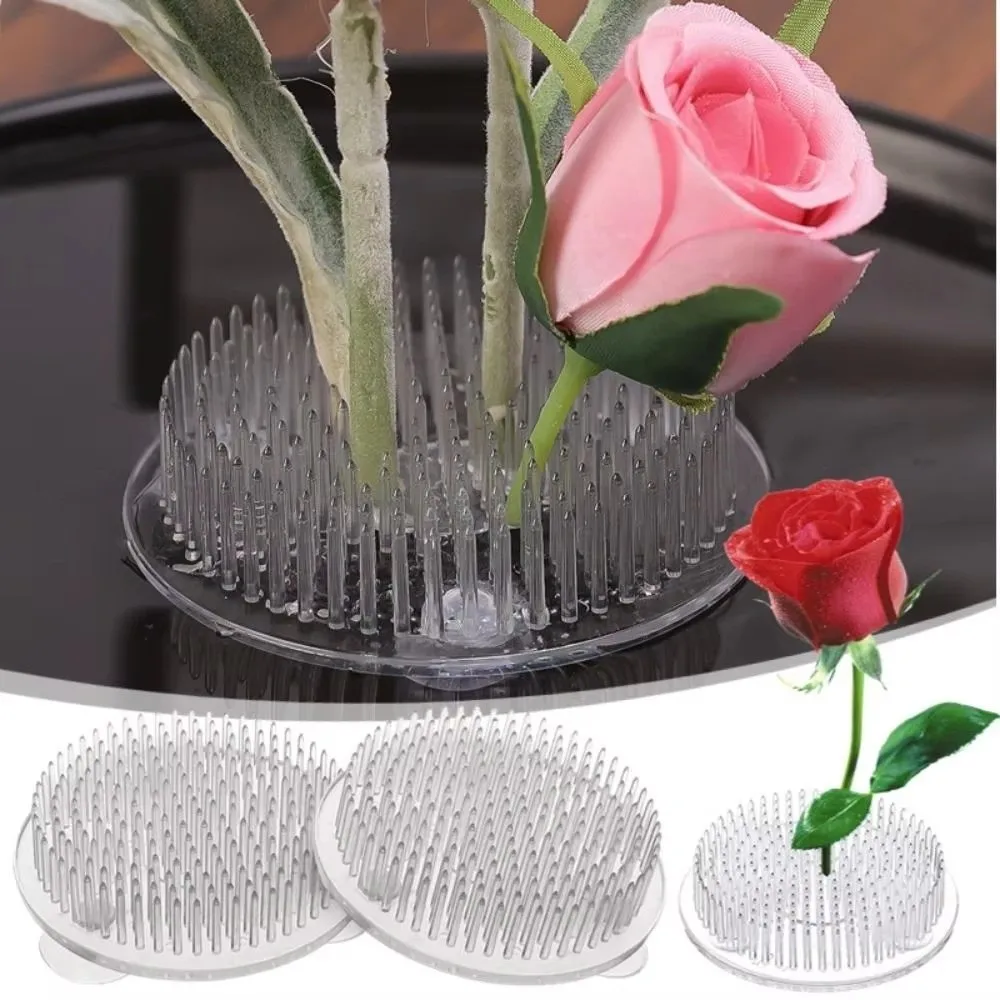 Suction Cup Round Ikebana Stem Holder Dense Spike Structure Transparent Floral Fixing Bracket Fixed Base Flower Art Fixing Base