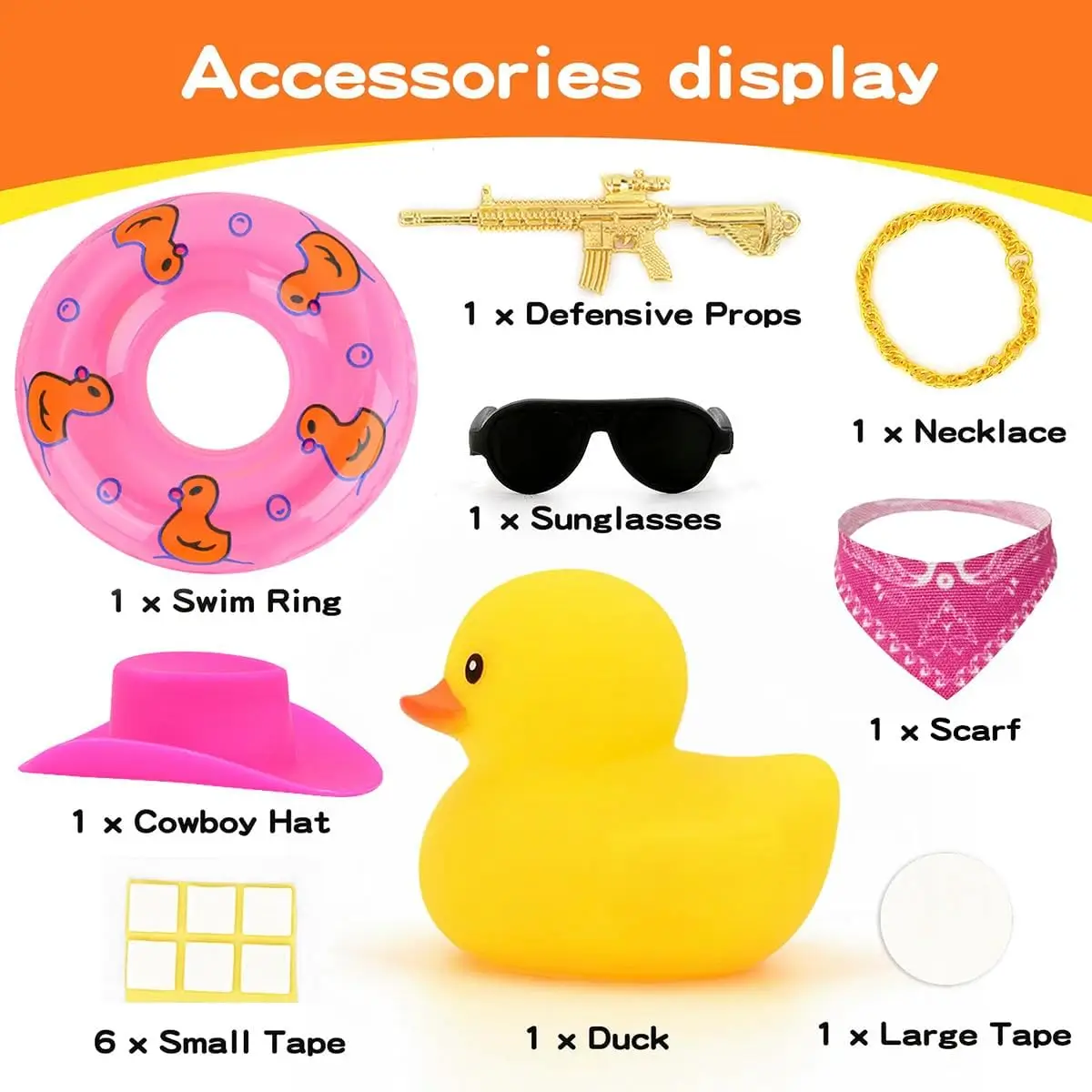 Rubber Duck with Weapon for Car Dashboard Decor, Squeaky Duck Toy Yellow Cowboy Ducks Car Ornament Fun Car Accessories