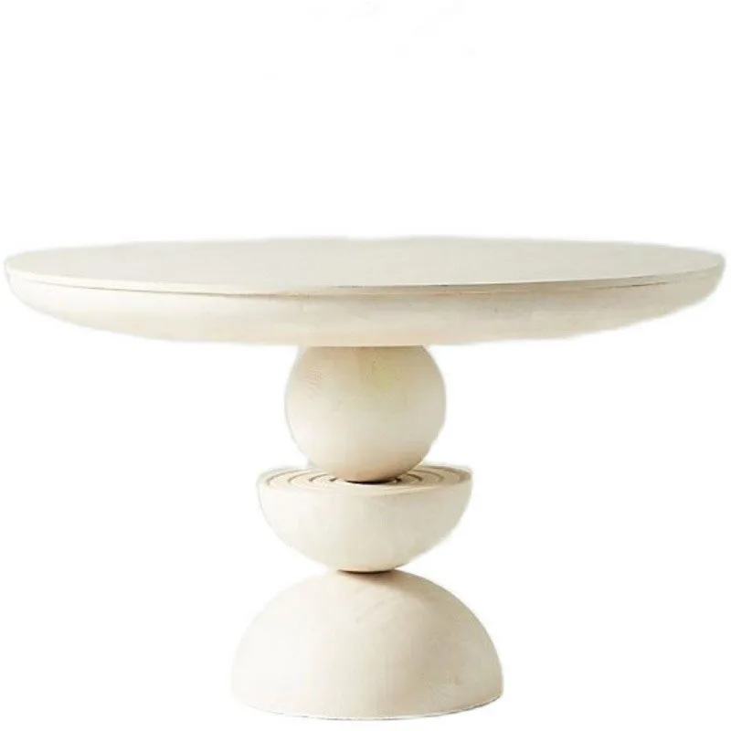 

Nordic restaurant high-end all solid wood ash wood round dining table modern high-end dining table American living room solid wr