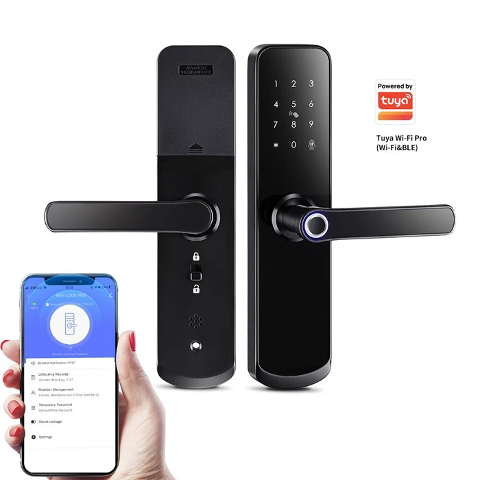 

Hot Selling Newest Smart Wifi App Fingerprint Digital Locks Biometric Electronic Waterproof Mortise Wi-Fi Tuya Door Lock