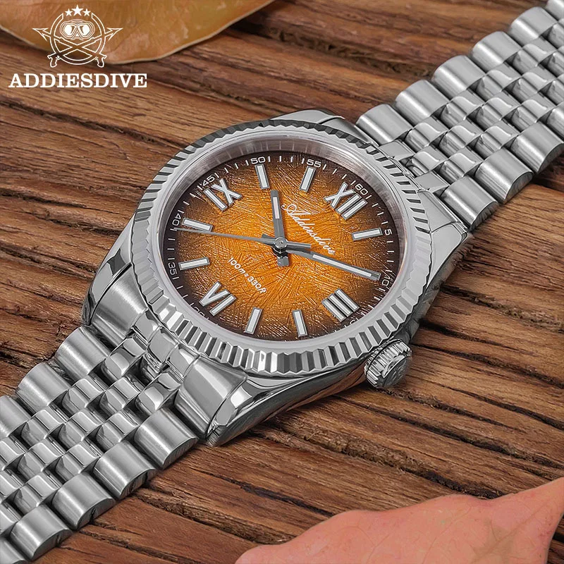 Addiesdive رائجة البيع ساعة رجالية 316L الفولاذ المقاوم للصدأ الياقوت العشب BGW9 سوبر مضيئة اليوبيل حزام 100 متر غواص VH31 ساعة كوارتز #4