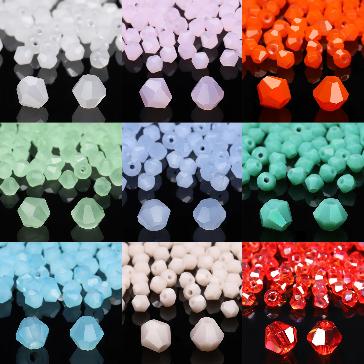 4mm 100pcs Double Cone Austria Crystal Beads Multicolor Pointed Loose Spacer Beads for Jewelry Making DIY Cute Bracelet Necklace