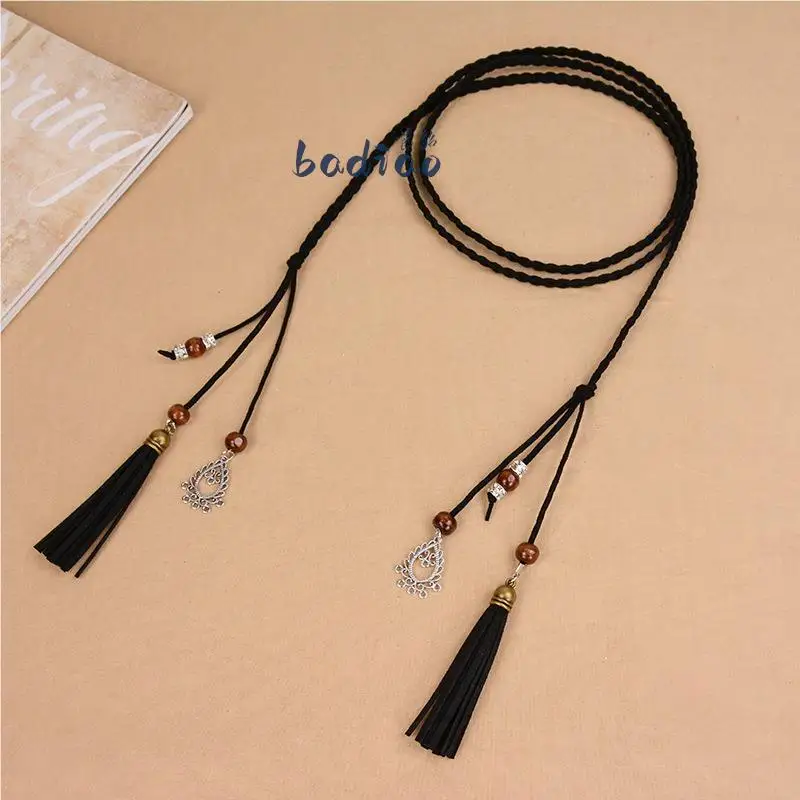 Bohemian Style Decorative Knot Waist Belt Women's Versatile Dress Sash Rope Waist Chain Casual Fashion Spring Youth Female