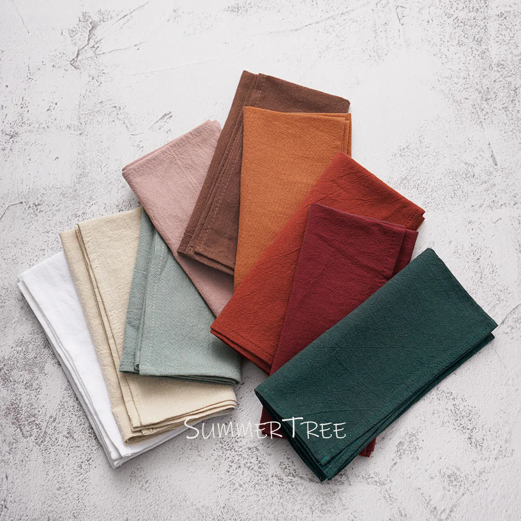 

20pcs Napkins 40X40CM Plain Washed Cotton Classic Style Tea Towel Dining Place Mats for Rustic Kitchen and Home Table Decoration