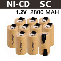 2-20pcs Screwdriver Electric Drill SC Batteries 1.2V 2800mAh SubC Ni-Cd Rechargeable Battey