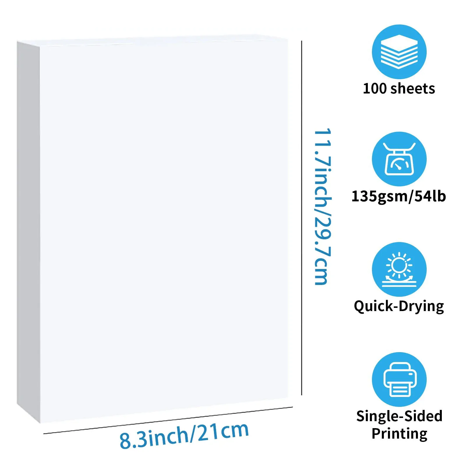 100 Sheets A4 Size - Glossy Inkjet Photo Paper, 8.3*11.7 Inches 135Gsm Photo Paper, Compatible With Inkjet Printers, Vivid Color