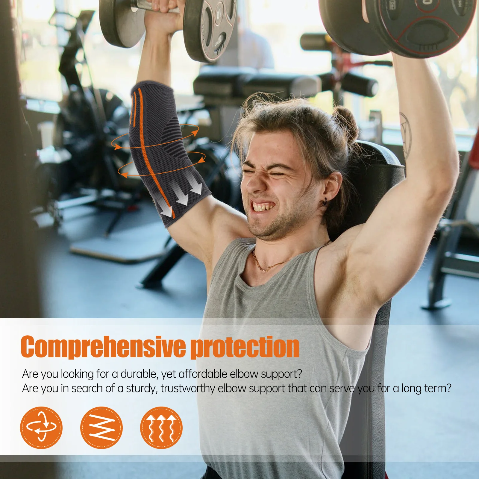 Basketbalarmbeschermer Ademend Lichtgewicht Elleboogbeschermer Mouw voor Sport Verstelbare Elleboogsteun Duurzaam